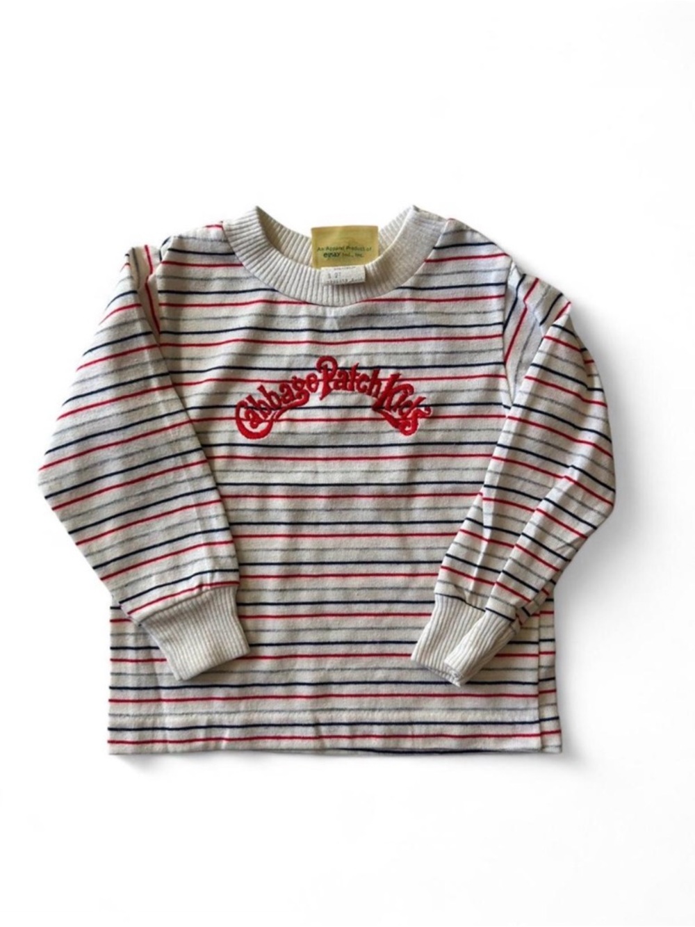 Vintage Cabbage Patch Kids Striped Long-Sleeve Tee in Cream & Red